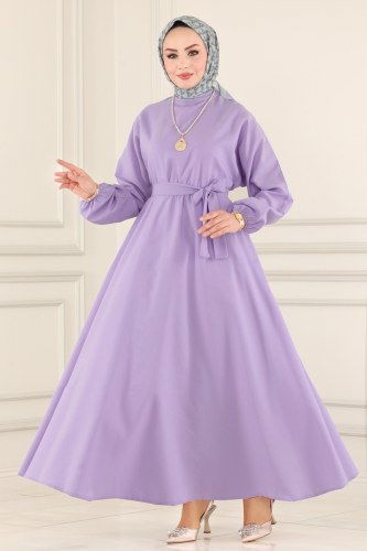 moda selvim Dress 3444ALG474 light lilac - Thumbnail