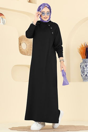 moda selvim الفستان أسود 3455UZ662 - Thumbnail