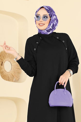 moda selvim الفستان أسود 3455UZ662 - Thumbnail