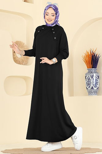 moda selvim الفستان أسود 3455UZ662 - Thumbnail