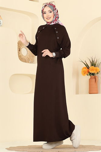 moda selvim Dress 3455UZ662 Brown - Thumbnail
