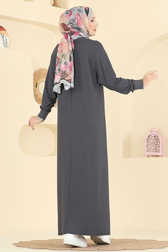 moda selvim Dress 3455UZ662 Gray - Thumbnail