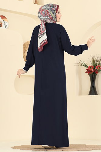 moda selvim Dress 3455UZ662 Navy Blue - Thumbnail