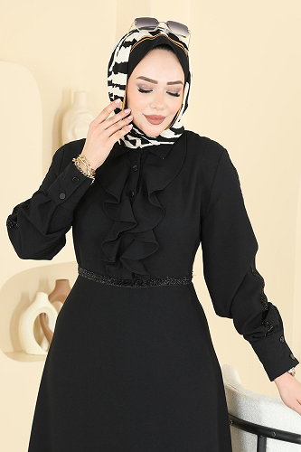 moda selvim الفستان أسود 346ASN888 - Thumbnail