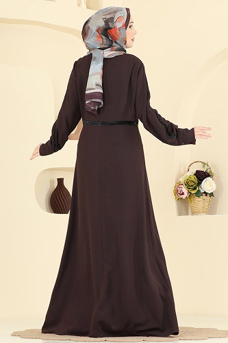 moda selvim الفستان بني 346ASN888 - Thumbnail