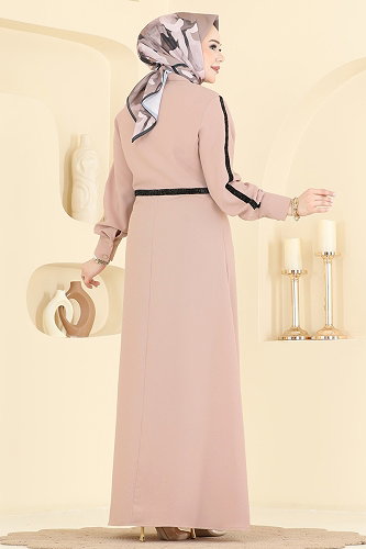 moda selvim الفستان بيج 346ASN888 - Thumbnail