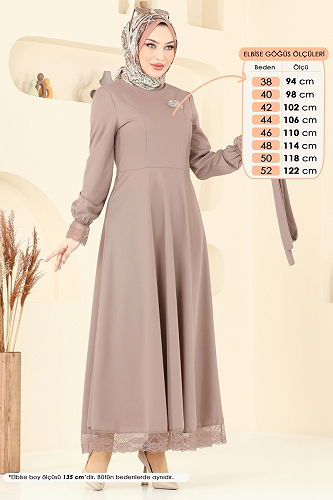 moda selvim الفستان بيج غامق 363DVL817 - Thumbnail