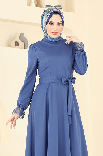 moda selvim الفستان ازرق 363DVL817 - Thumbnail