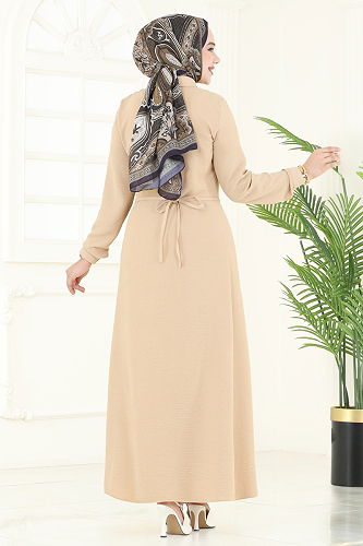 moda selvim الفستان بيج 3654MH427 - Thumbnail