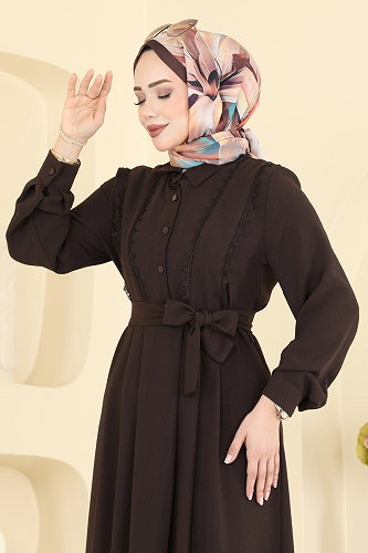 moda selvim Dress 376ASN888 Brown - Thumbnail