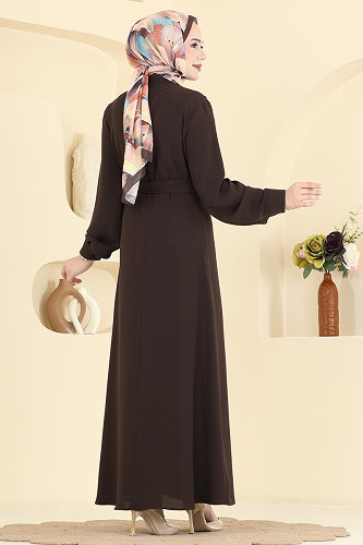 moda selvim Dress 376ASN888 Brown - Thumbnail