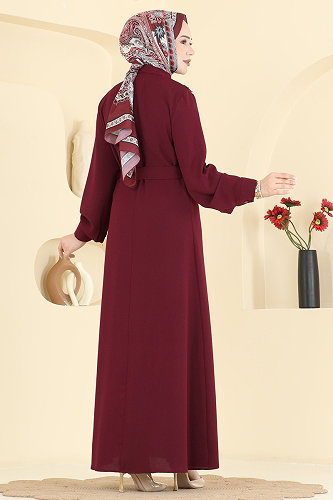 moda selvim الفستان خمري 376ASN888 - Thumbnail