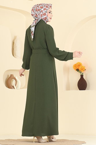 moda selvim Dress 376ASN888 Khaki - Thumbnail