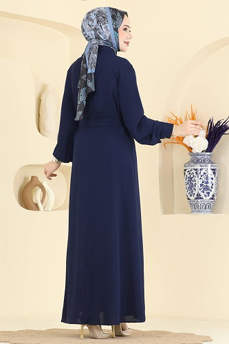 moda selvim Dress 376ASN888 Navy Blue - Thumbnail