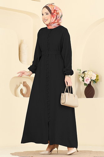 moda selvim الفستان أسود 379ASN888 - Thumbnail