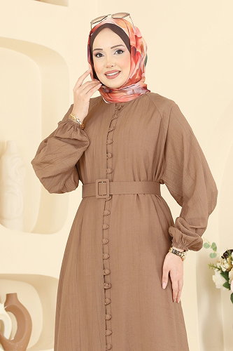 moda selvim Dress 379ASN888 Latte - Thumbnail