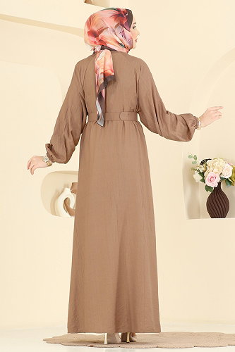 moda selvim Dress 379ASN888 Latte - Thumbnail