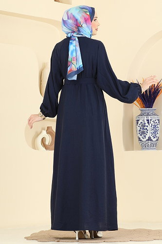 moda selvim Dress 379ASN888 Navy Blue - Thumbnail