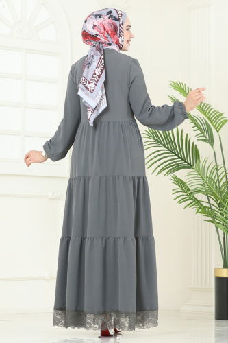 moda selvim Dress 380DVL817 Anthracite - Thumbnail