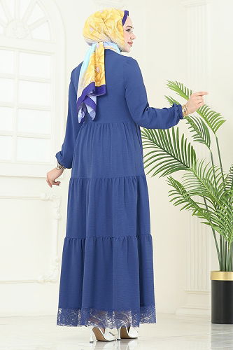 moda selvim Dress 380DVL817 Indigo - Thumbnail