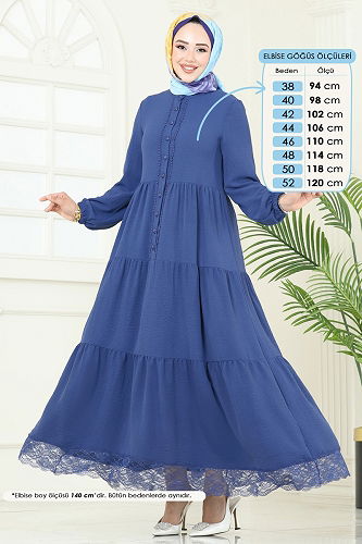 moda selvim Dress 380DVL817 Indigo - Thumbnail