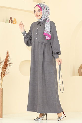 moda selvim Dress 381DVL817 Anthracite - Thumbnail