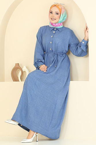 moda selvim الفستان ازرق 381DVL817 - Thumbnail