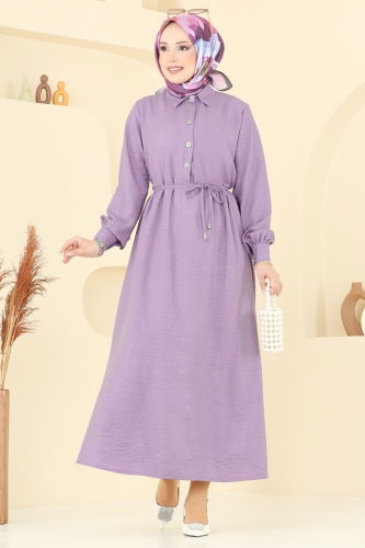 moda selvim Dress 381DVL817 Lilac - Thumbnail