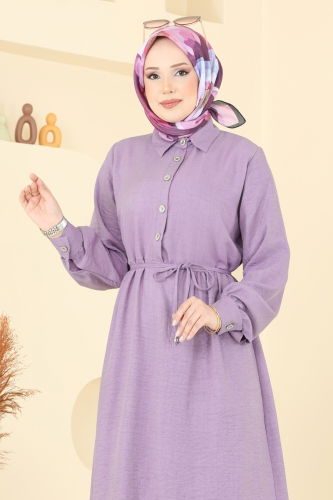 moda selvim Dress 381DVL817 Lilac - Thumbnail