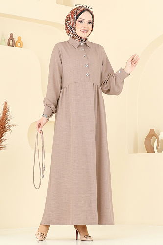 moda selvim الفستان بيج 381DVL817 - Thumbnail