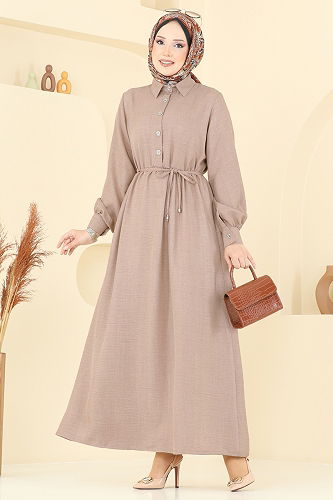 moda selvim الفستان بيج 381DVL817 - Thumbnail