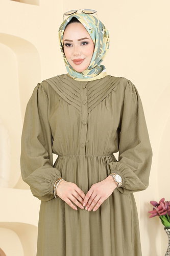 moda selvim Dress 382ASN888 Almond Green - Thumbnail