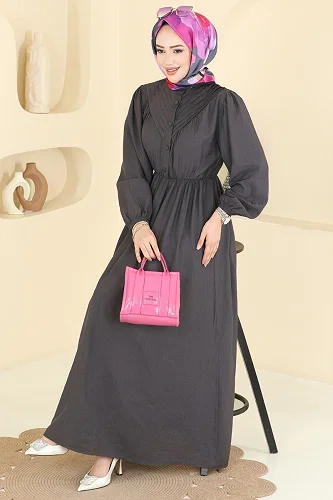 moda selvim Dress 382ASN888 Anthracite - Thumbnail