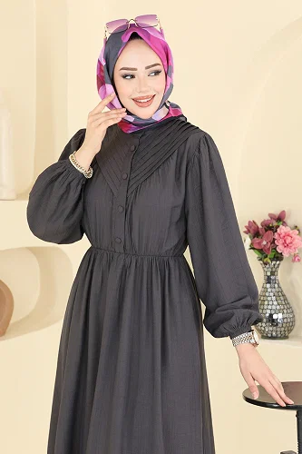 moda selvim Dress 382ASN888 Anthracite - Thumbnail