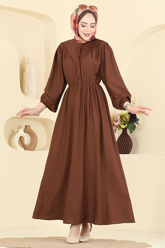 moda selvim Dress 382ASN888 Brown - Thumbnail