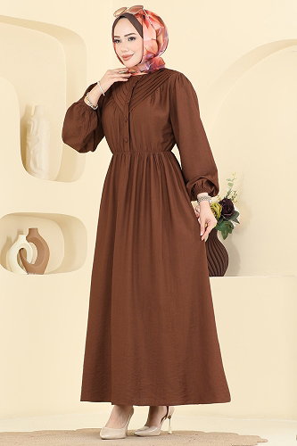 moda selvim Dress 382ASN888 Brown - Thumbnail