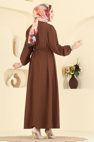 moda selvim الفستان بني 382ASN888 - Thumbnail