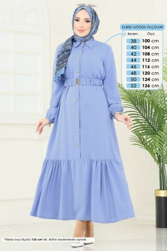 moda selvim الفستان أزرق فاتح 382DVL817 - Thumbnail