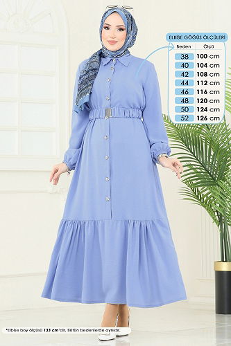 moda selvim الفستان أزرق فاتح 382DVL817 - Thumbnail