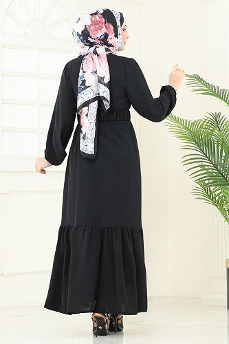 moda selvim Dress 382DVL817 Black - Thumbnail