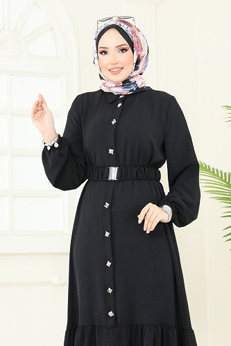 moda selvim Dress 382DVL817 Black - Thumbnail