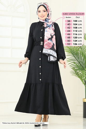 moda selvim الفستان أسود 382DVL817 - Thumbnail