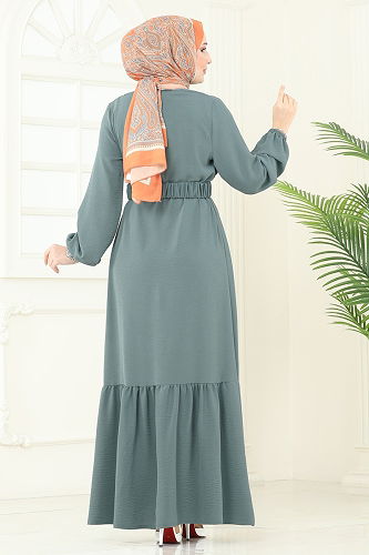 moda selvim الفستان أخضر باهت 382DVL817 - Thumbnail