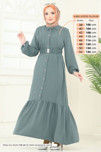 moda selvim الفستان أخضر باهت 382DVL817 - Thumbnail