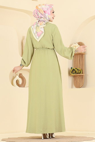 moda selvim Dress 394ASN888 Almond Green - Thumbnail