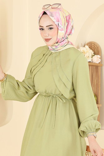 moda selvim الفستان أخضر عشبي 394ASN888 - Thumbnail