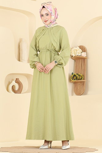 moda selvim الفستان أخضر عشبي 394ASN888 - Thumbnail