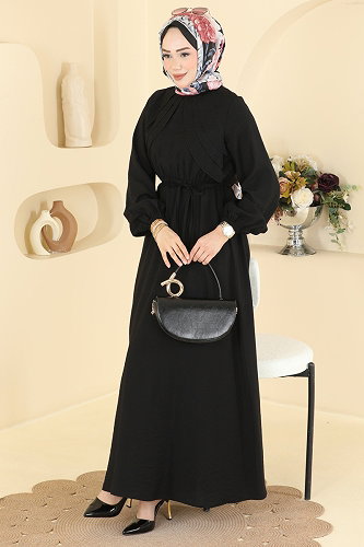 moda selvim الفستان أسود 394ASN888 - Thumbnail