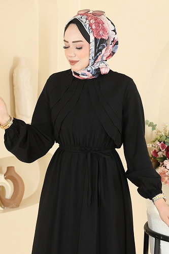 moda selvim الفستان أسود 394ASN888 - Thumbnail