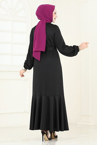 moda selvim الفستان أسود 396DVL817 - Thumbnail